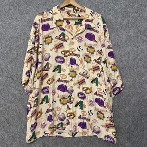 Vintage CSA Arizona Diamondbacks MLB Rayon Button Up Shirt Mens 3XL Cream